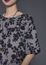 Load image into Gallery viewer, Bohemian Grey Print Side Open Linen Long Tops Summer