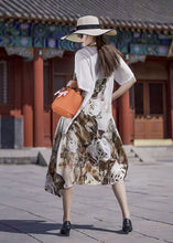 Load image into Gallery viewer, Bohemian Khaki Oversized Print Silk Holiday Dress Summer