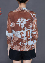 Load image into Gallery viewer, Bohemian Khaki V Neck Print Tulle Shirt Tops Summer