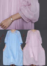 Load image into Gallery viewer, Bohemian Lake Blue Draping Chiffon Dress Two Piece Set Lantern Sleeve