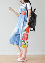 Load image into Gallery viewer, Bohemian Light Blue Oversized Patchwork Print Cotton Denim Jumpsuits Summer