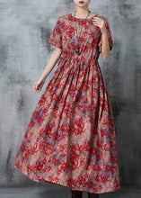 Load image into Gallery viewer, Bohemian Maple Leaves Print Linen Cinched Dress Summer