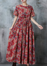 Load image into Gallery viewer, Bohemian Maple Leaves Print Linen Cinched Dress Summer