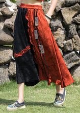 Load image into Gallery viewer, Bohemian Orange Ruffled Jacquard Patchwork Silk Skirts Summer