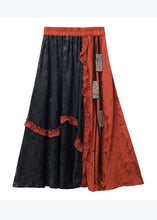 Load image into Gallery viewer, Bohemian Orange Ruffled Jacquard Patchwork Silk Skirts Summer