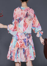 Load image into Gallery viewer, Bohemian Orange Ruffled Print Chiffon Mid Dress Spring