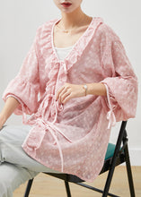 Load image into Gallery viewer, Bohemian Pink Embroidered Ruffles Lace Shirt Spring