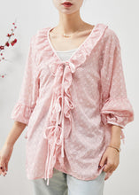 Load image into Gallery viewer, Bohemian Pink Embroidered Ruffles Lace Shirt Spring