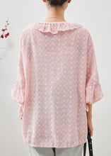 Load image into Gallery viewer, Bohemian Pink Embroidered Ruffles Lace Shirt Spring