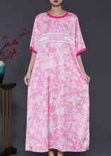 Load image into Gallery viewer, Bohemian Pink Oversized Print Cotton Dress Summer