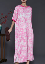 Load image into Gallery viewer, Bohemian Pink Oversized Print Cotton Dress Summer