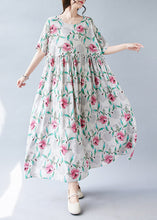 Load image into Gallery viewer, Bohemian Pink Print Patchwork Holiday Long Dress Short Sleeve