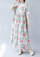 Load image into Gallery viewer, Bohemian Pink Print Patchwork Holiday Long Dress Short Sleeve