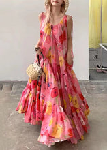 Load image into Gallery viewer, Bohemian Pink Print Wrinkled Patchwork Strap Dress Summer