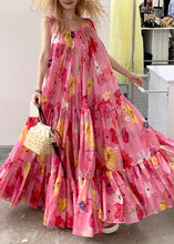 Load image into Gallery viewer, Bohemian Pink Print Wrinkled Patchwork Strap Dress Summer