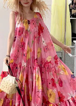 Load image into Gallery viewer, Bohemian Pink Print Wrinkled Patchwork Strap Dress Summer