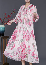 Load image into Gallery viewer, Bohemian Pink Ruffled Print Chiffon Dress Spring