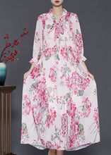 Load image into Gallery viewer, Bohemian Pink Ruffled Print Chiffon Dress Spring