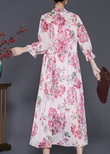 Load image into Gallery viewer, Bohemian Pink Ruffled Print Chiffon Dress Spring