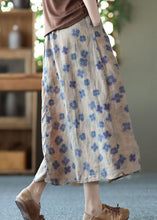 Load image into Gallery viewer, Bohemian Purple Wrinkled PocketsPrint Linen Skirt Summer