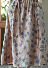 Load image into Gallery viewer, Bohemian Purple Wrinkled PocketsPrint Linen Skirt Summer