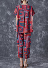 Load image into Gallery viewer, Bohemian Red O-Neck Print Linen Silk Two Piece Set Summer