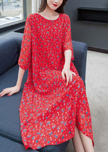 Load image into Gallery viewer, Bohemian Red O Neck Print Patchwork Chiffon Dress Summer