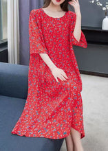 Load image into Gallery viewer, Bohemian Red O Neck Print Patchwork Chiffon Dress Summer