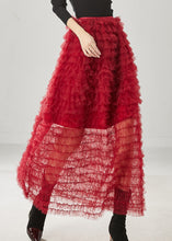 Load image into Gallery viewer, Bohemian Red Ruffled Tulle Skirt Summer