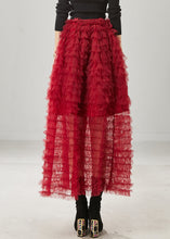 Load image into Gallery viewer, Bohemian Red Ruffled Tulle Skirt Summer