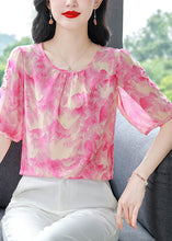 Load image into Gallery viewer, Bohemian Rose O Neck Print Chiffon Blouses Summer