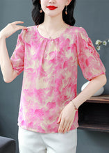 Load image into Gallery viewer, Bohemian Rose O Neck Print Chiffon Blouses Summer