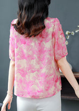 Load image into Gallery viewer, Bohemian Rose O Neck Print Chiffon Blouses Summer