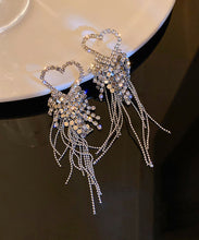 Load image into Gallery viewer, Bohemian Silk Sterling Silver Zircon Love Tassel Drop Earrings