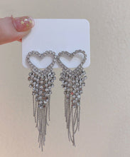 Load image into Gallery viewer, Bohemian Silk Sterling Silver Zircon Love Tassel Drop Earrings