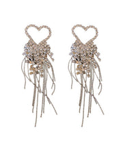 Load image into Gallery viewer, Bohemian Silk Sterling Silver Zircon Love Tassel Drop Earrings