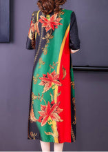 Load image into Gallery viewer, Bohemian V Neck Patchwork Print Button Silk Maxi Dresses Short Sleeve