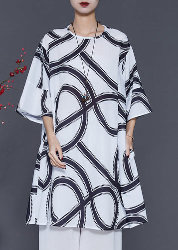 Bohemian White Oversized Print Cotton Dresses Summer