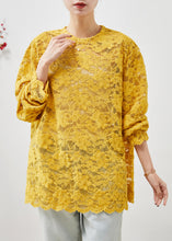 Load image into Gallery viewer, Bohemian Yellow Hollow Out Side Open Lace Top Summer