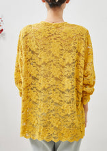 Load image into Gallery viewer, Bohemian Yellow Hollow Out Side Open Lace Top Summer