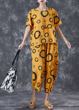 Load image into Gallery viewer, Bohemian Yellow Oversized Print Cotton Two Pieces Set Summer