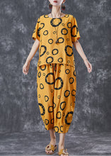 Load image into Gallery viewer, Bohemian Yellow Oversized Print Cotton Two Pieces Set Summer