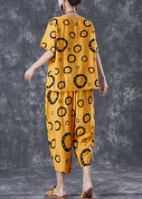 Load image into Gallery viewer, Bohemian Yellow Oversized Print Cotton Two Pieces Set Summer