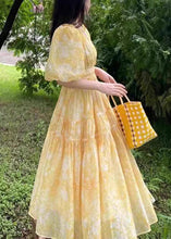 Load image into Gallery viewer, Bohemian Yellow V Neck Print Chiffon Long Dress Summer