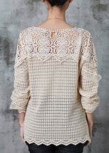 Load image into Gallery viewer, Boho Apricot Hollow Out Patchwork Knit Blouse Tops Spring