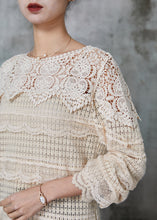 Load image into Gallery viewer, Boho Apricot Hollow Out Patchwork Knit Blouse Tops Spring