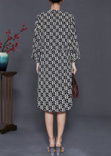 Load image into Gallery viewer, Boho Black Cinched Print Silk Mid Dress Summer