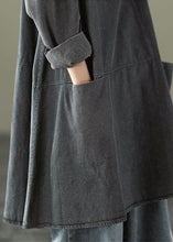 Load image into Gallery viewer, Boho Black Grey O-Neck Pockets Denim Long Dresses Long Sleeve