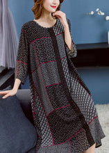 Load image into Gallery viewer, Boho Black O Neck Asymmetrical Design Patchwork Chiffon Dresses Summer