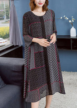 Load image into Gallery viewer, Boho Black O Neck Asymmetrical Design Patchwork Chiffon Dresses Summer